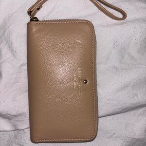 Kate Spade Beige Leather Wristlet